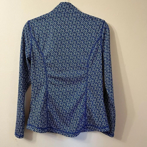 J McLaughlin Womens Blue Activewear Jacket Large Full Zip Windbreaker Geometric - Picture 3 of 11